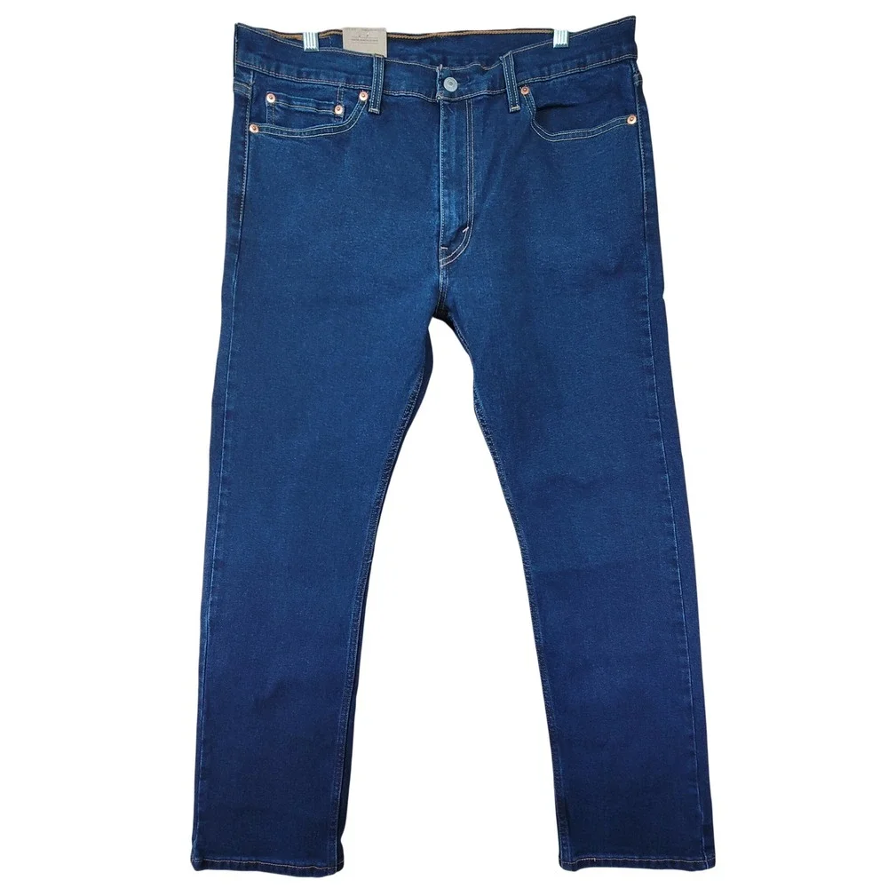 Levis 513 Slim Straight Jeans Mens 36x30 Dark Wash Blue Denim Stretch 05513-0857 - Picture 1 of 13